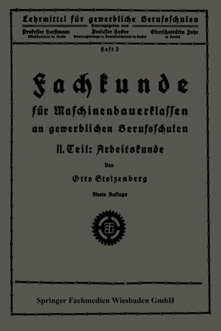Fachkunde Fur Maschinenbauerklassen an Gewerblichen Berufsschulen