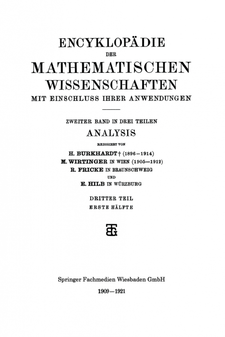 Encyklopadie Der Mathematischen Wissenschaften Mit Einschluss Ihrer Anwendungen