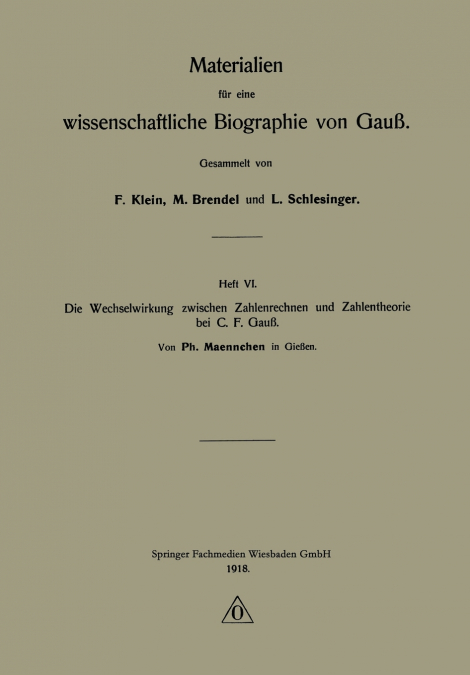 Die Wechselwirkung Zwischen Zahlenrechnen Und Zahlentheorie Bei C. F. Gauss