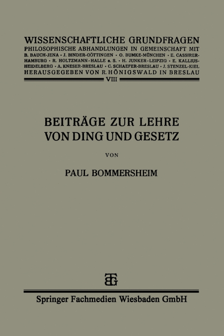 Beiträge zur Lehre von Ding und Gesetz