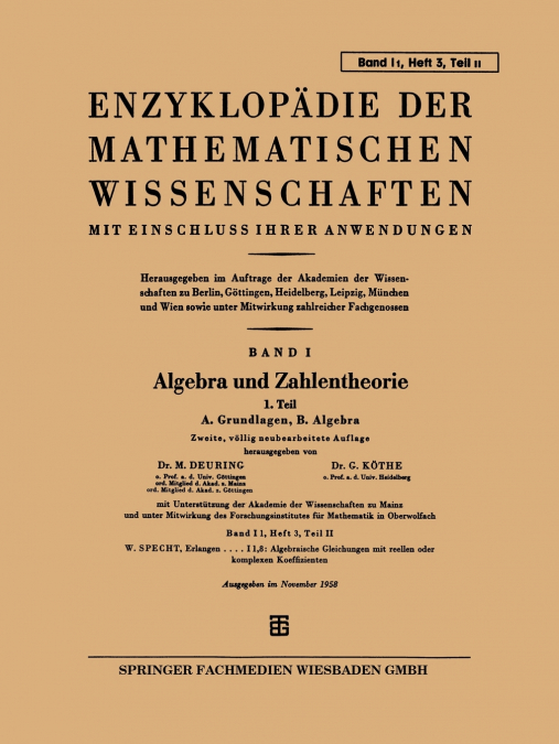 Enzyklopadie Der Mathematischen Wissenschaften Mit Einschluss Ihrer Anwendungen