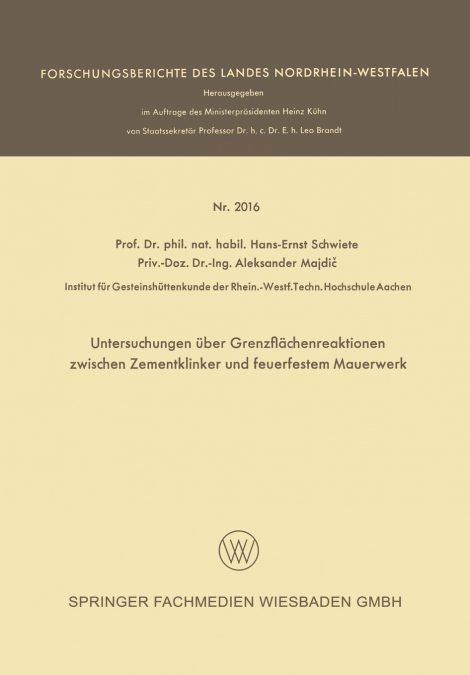 Untersuchungen Uber Grenzflachenreaktionen Zwischen Zementklinker Und Feuerfestem Mauerwerk