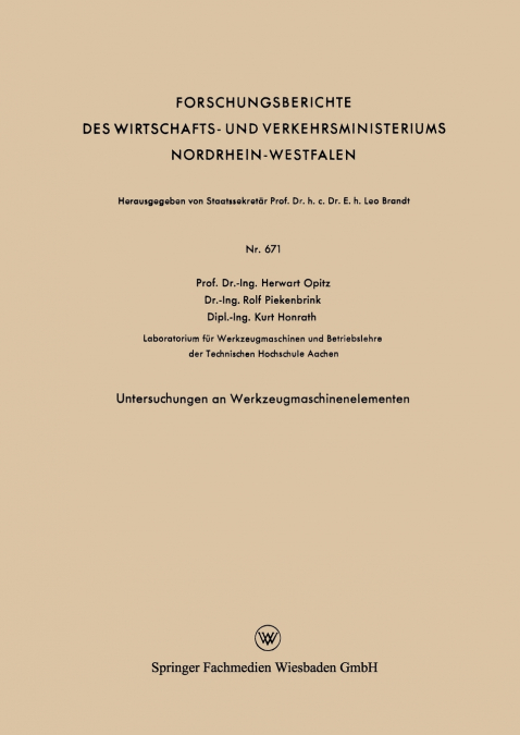 Untersuchungen an Werkzeugmaschinenelementen