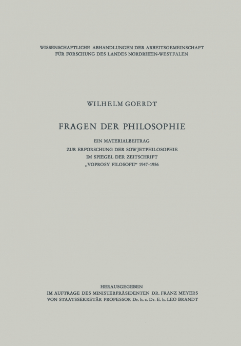 Fragen Der Philosophie