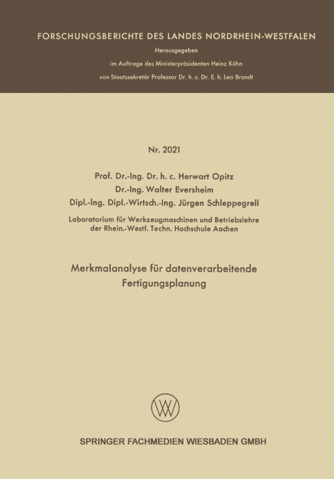 Merkmalanalyse Fur Datenverarbeitende Fertigungsplanung