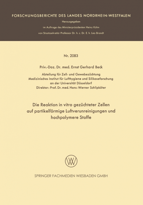 Die Reaktion in Vitro Gezuchteter Zellen Auf Partikelformige Luftverunreinigungen Und Hochpolymere Stoffe