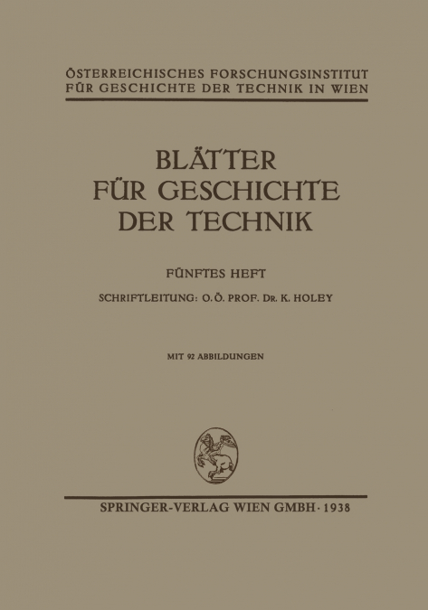 Blatter Fur Geschichte Der Technik