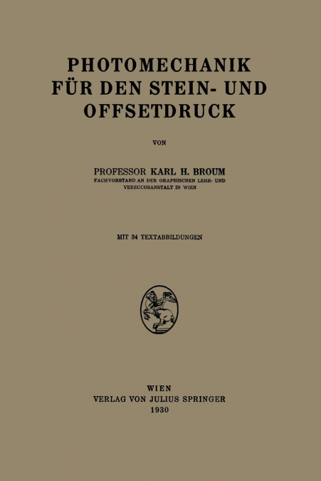 Photomechanik Fur Den Stein- Und Offsetdruck