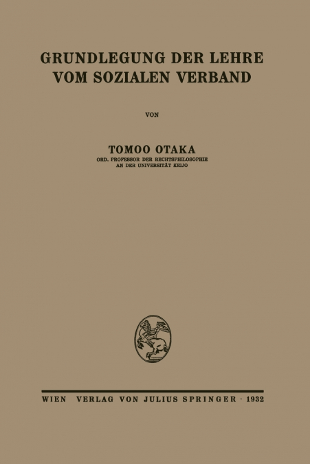 Grundlegung der Lehre vom sozialen Verband