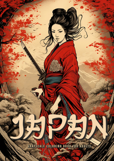 Japan Grayscale Coloring Book for Adults