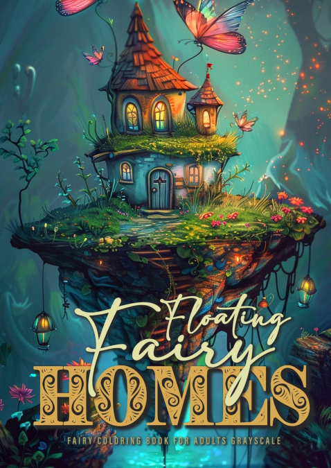 Floating Fairy Homes Fairy Coloring Book for Adults Grayscale