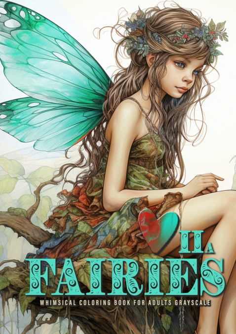 Fairies whimsical Coloring Book for Adults grayscale Vol. 2a