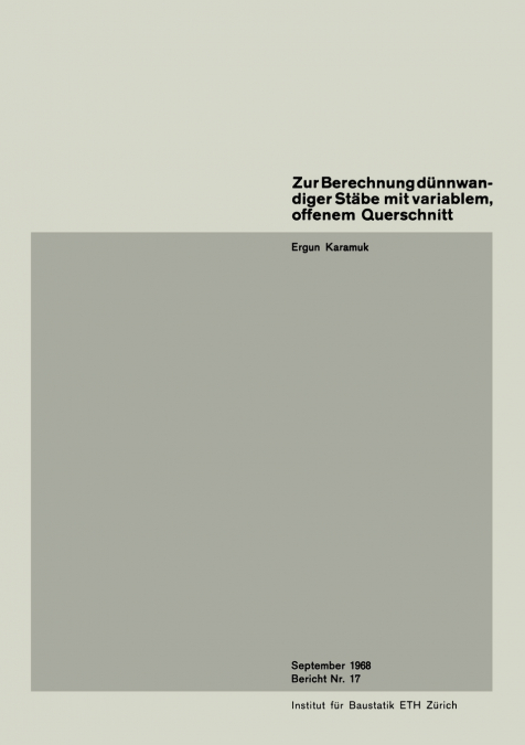 Zur Berechnung Dunnwandiger Stabe Mit Variablem, Offenem Querschnitt