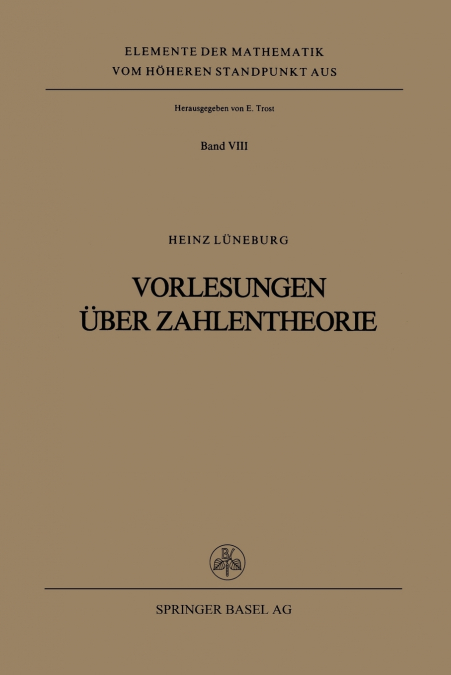 Vorlesungen Uber Zahlentheorie