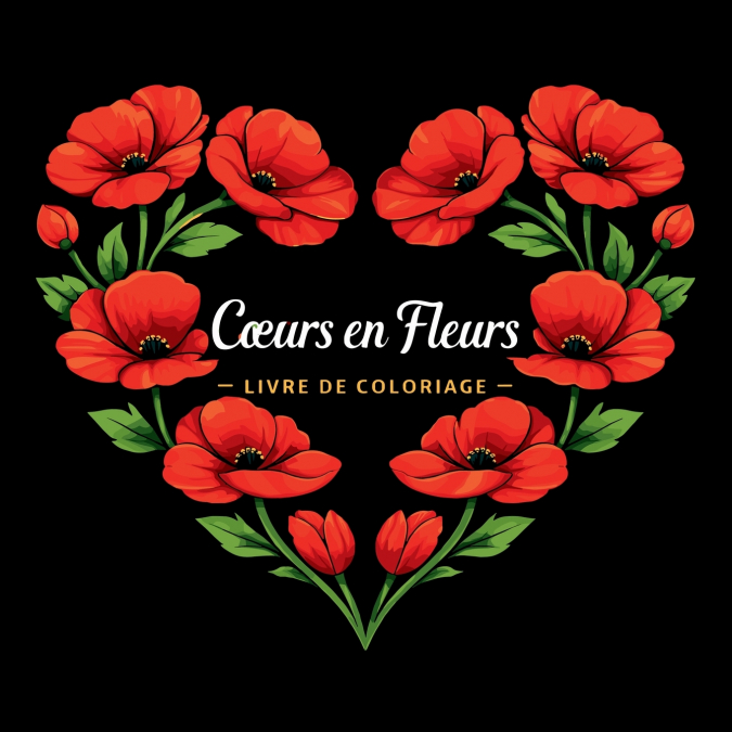 Cœurs en Fleurs - Livre de Coloriage