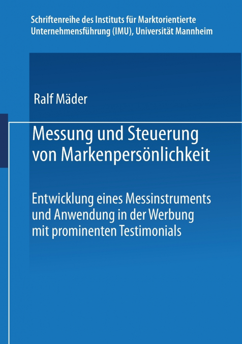 Messung Und Steuerung Von Markenpersonlichkeit