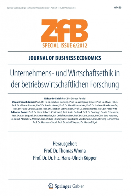 Unternehmens- und Wirtschaftsethik in der betriebswirtschaftlichen Forschung