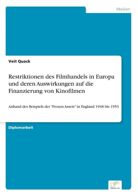 Restriktionen des Filmhandels in Europa und deren Auswirkungen auf die Finanzierung von Kinofilmen