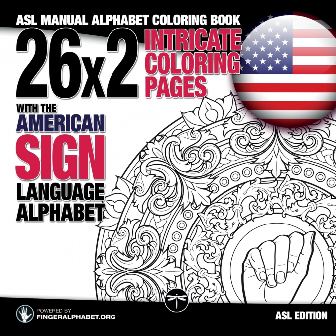 26x2 Intricate Coloring Pages with the American Sign Language Alphabet