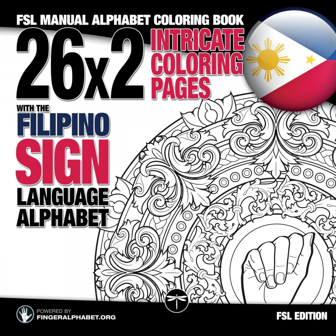 26x2 Intricate Coloring Pages with the Filipino Sign Language Alphabet