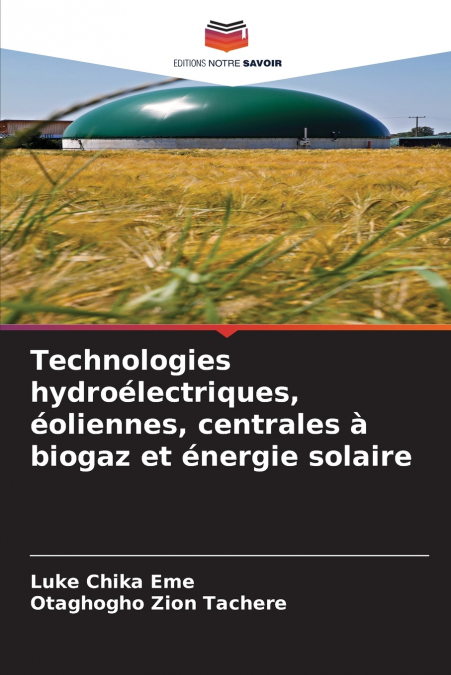 Technologies hydroélectriques, éoliennes, centrales à biogaz et énergie solaire
