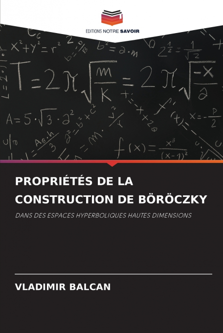 PROPRIÉTÉS DE LA CONSTRUCTION DE BÖRÖCZKY