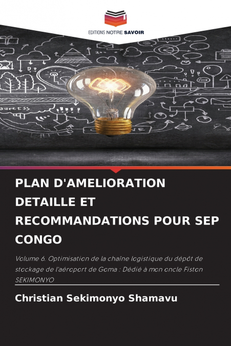PLAN D’AMELIORATION DETAILLE ET RECOMMANDATIONS POUR SEP CONGO