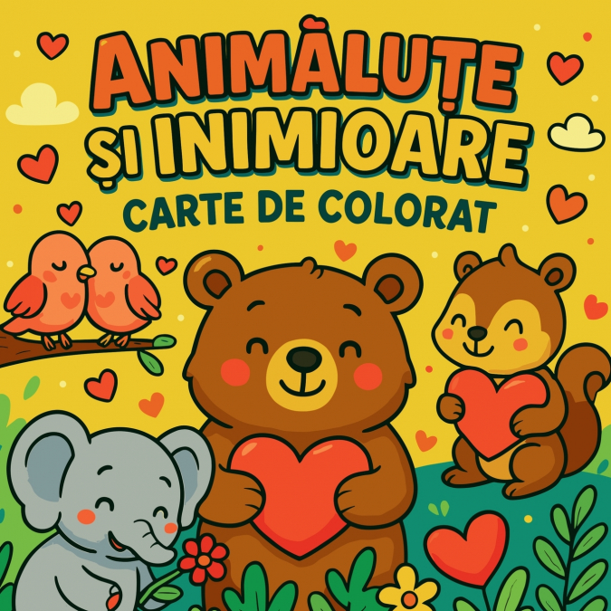 Animăluțe și Inimioare - Carte de Colorat