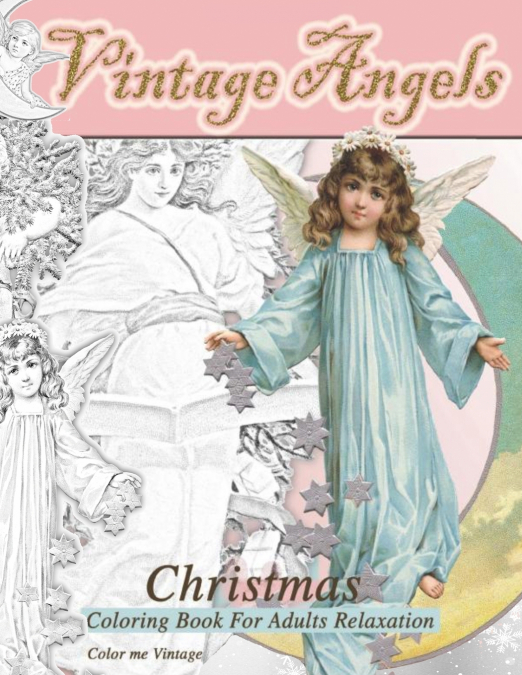Vintage Angels christmas coloring book for adults relaxation