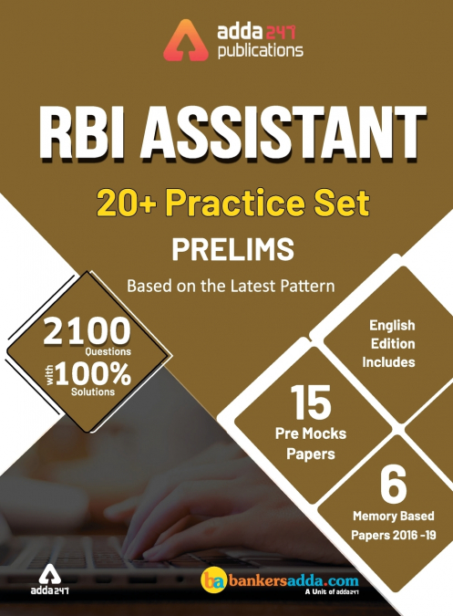 Adda247 20+ RBI Assistant Prelims Mock Papers Practice Book English Medium