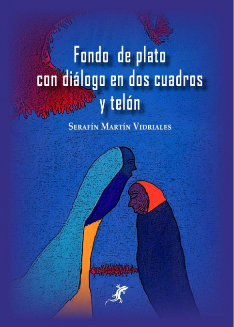 Fondo de plato con diálogo en dos cuadros y telón