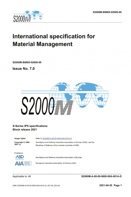 S2000M, International specification for Material Management, Issue 7.0