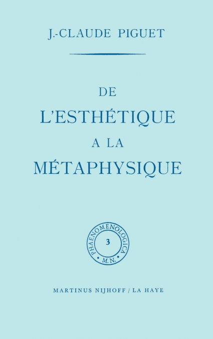 de L’Esthetique a la Metaphysique