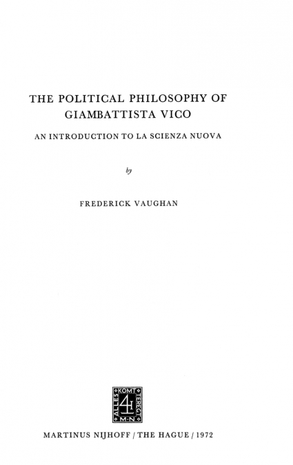 The Political Philosophy of Giambattista Vico
