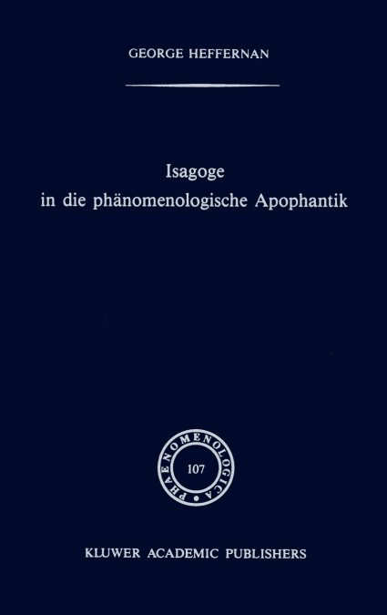 Isagoge in die phänomenologische Apophantik