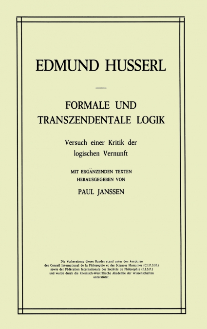 Formale und Transzendentale Logik