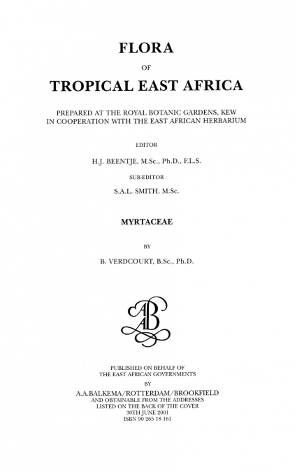 Flora of Tropical East Africa - Myrtaceae (2001)