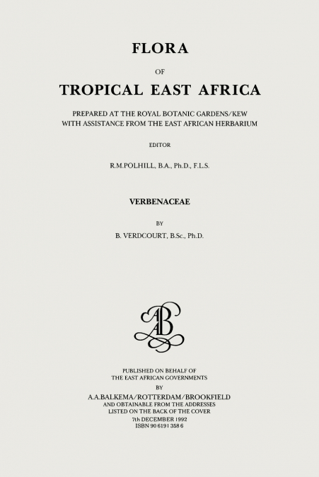 Flora of Tropical East Africa - Verbenaceae (1992)