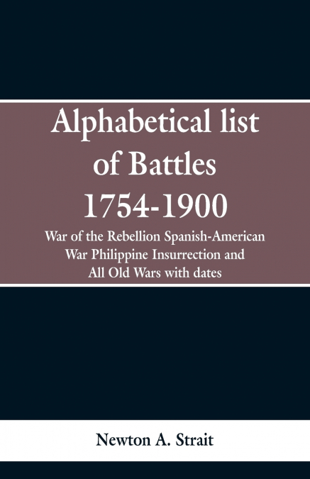 Alphabetical list of Battles 1754-1900