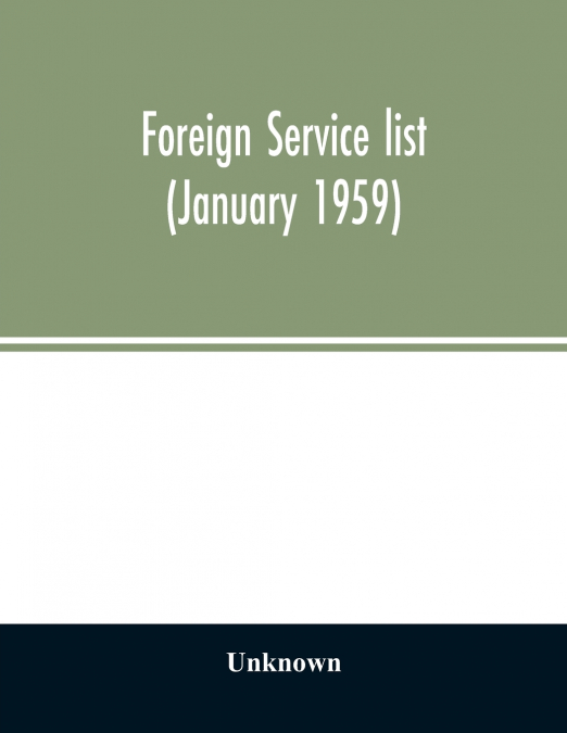 Foreign service list (January 1959)