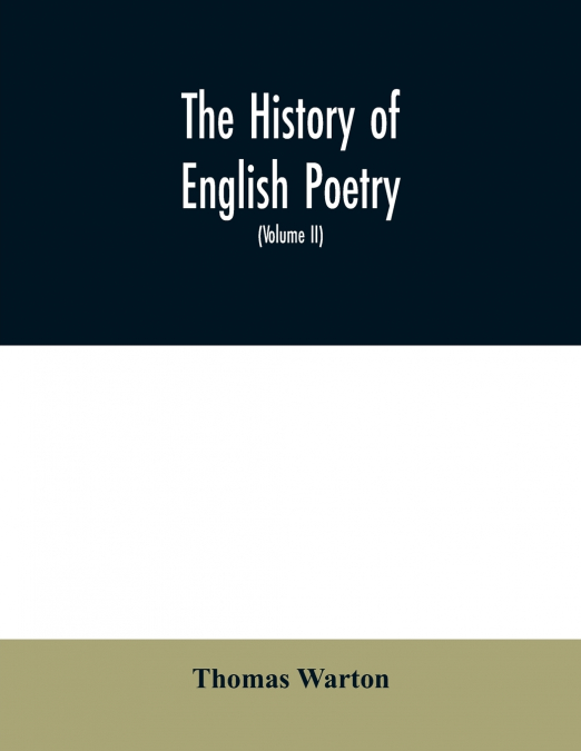 The history of English poetry