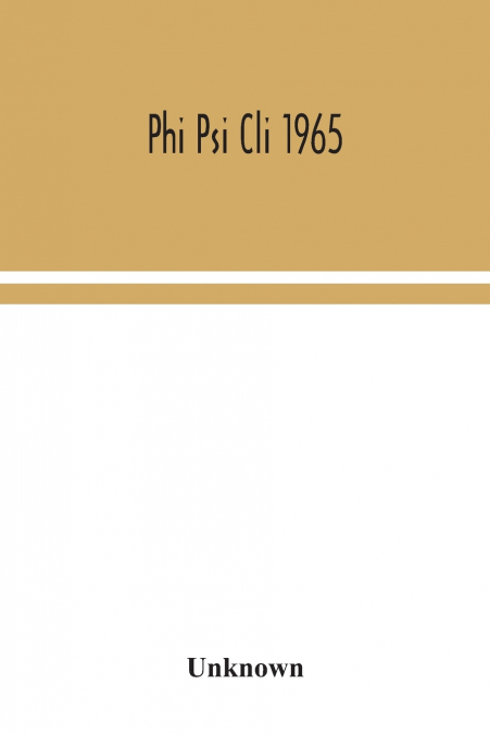 Phi Psi Cli 1965