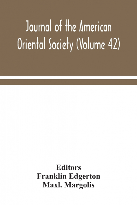 Journal Of The American Oriental Society (Volume 42)