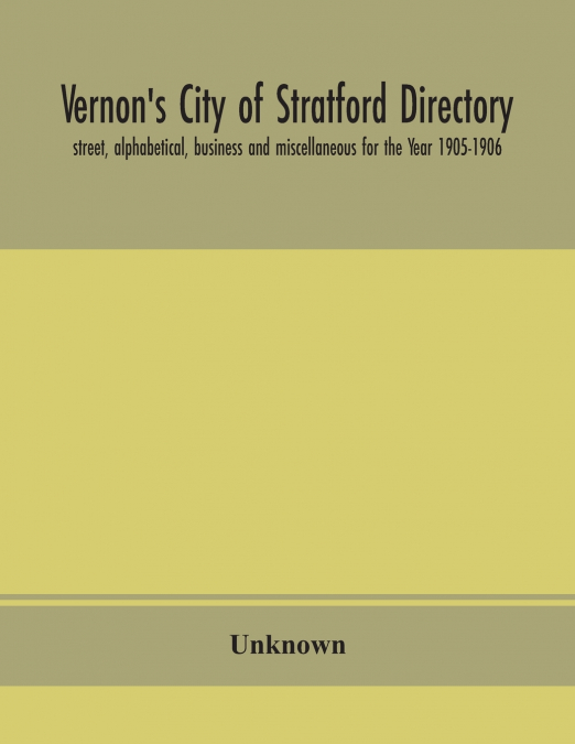 Vernon’S City Of Stratford Directory