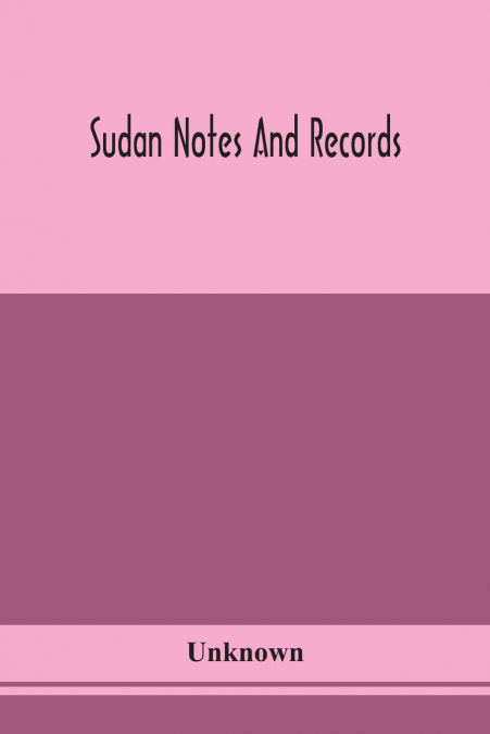 Sudan Notes And Records