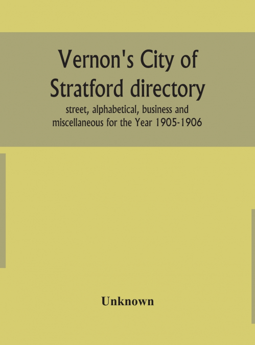 Vernon’S City Of Stratford Directory