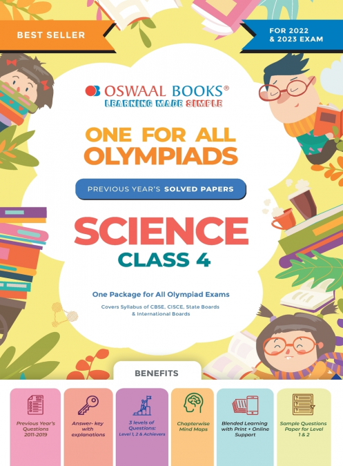 Oswaal One For All Olympiad Previous Years’ Solved Papers, Class-4 Science Book (For 2022-23 Exam)