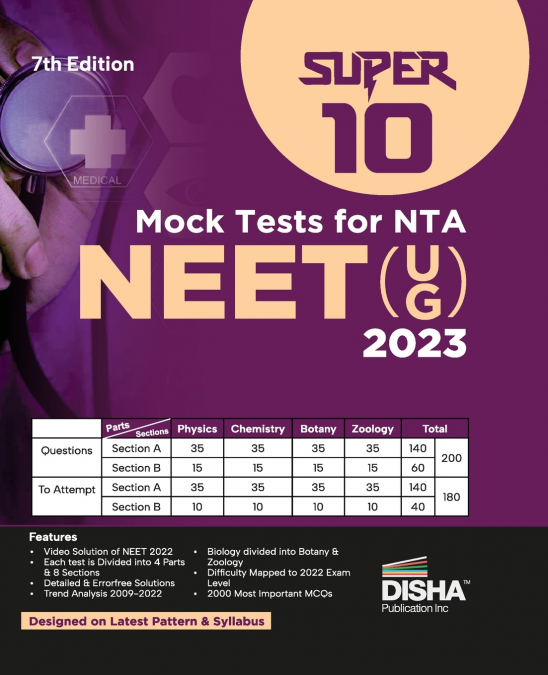 Super 10 Mock Tests for New Pattern NTA NEET (UG) 2023 - 7th Edition | Physics, Chemistry, Biology - PCB | Optional   Questions | 5 Statement MCQs | Mock Tests | 100% Solutions | Improve your Speed, S