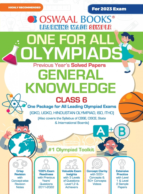 Oswaal One For All Olympiad Previous Years’ Solved Papers, Class-6 General Knowledge Book (For 2023 Exam)