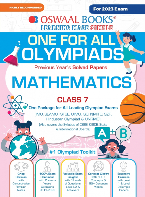 Oswaal One For All Olympiad Previous Years’ Solved Papers, Class-7 Mathematics Book (For 2023 Exam)